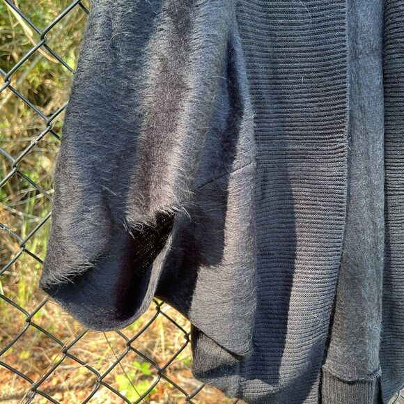 Vince Camuto Women's Cape Open Poncho Sweater Cardigan Round Hem Black One Size - Picture 3 of 6